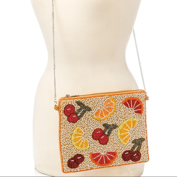 🔥HP!🔥 Beaded Cherry and Citrus Crossbody Clutch - Picture 4 of 5